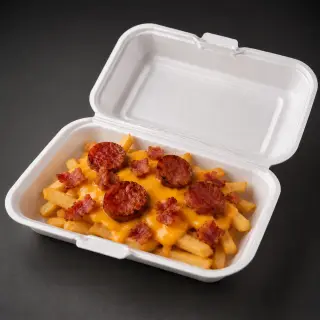 Batata com calabresa bacon e cheddar tamanho pequeno